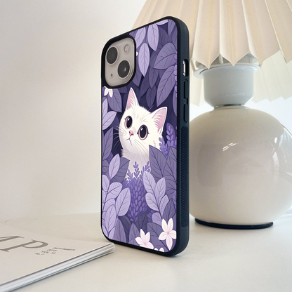 Lilac Hide Peek Cat Glass Case