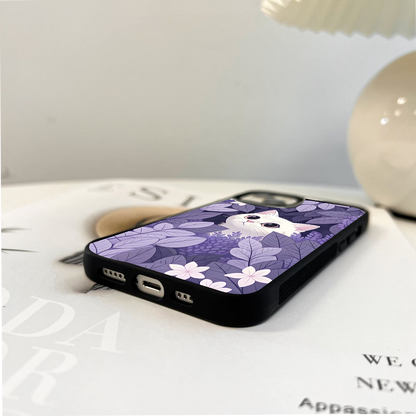 Lilac Hide Peek Cat Glass Case