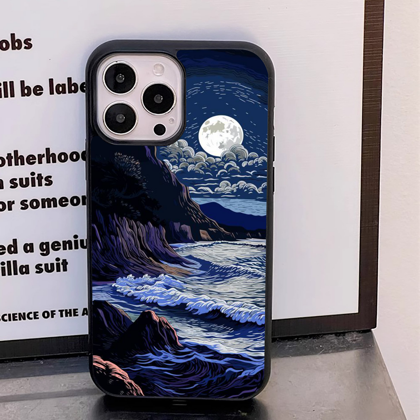 Night Moon Scenery Pattern Glass Case