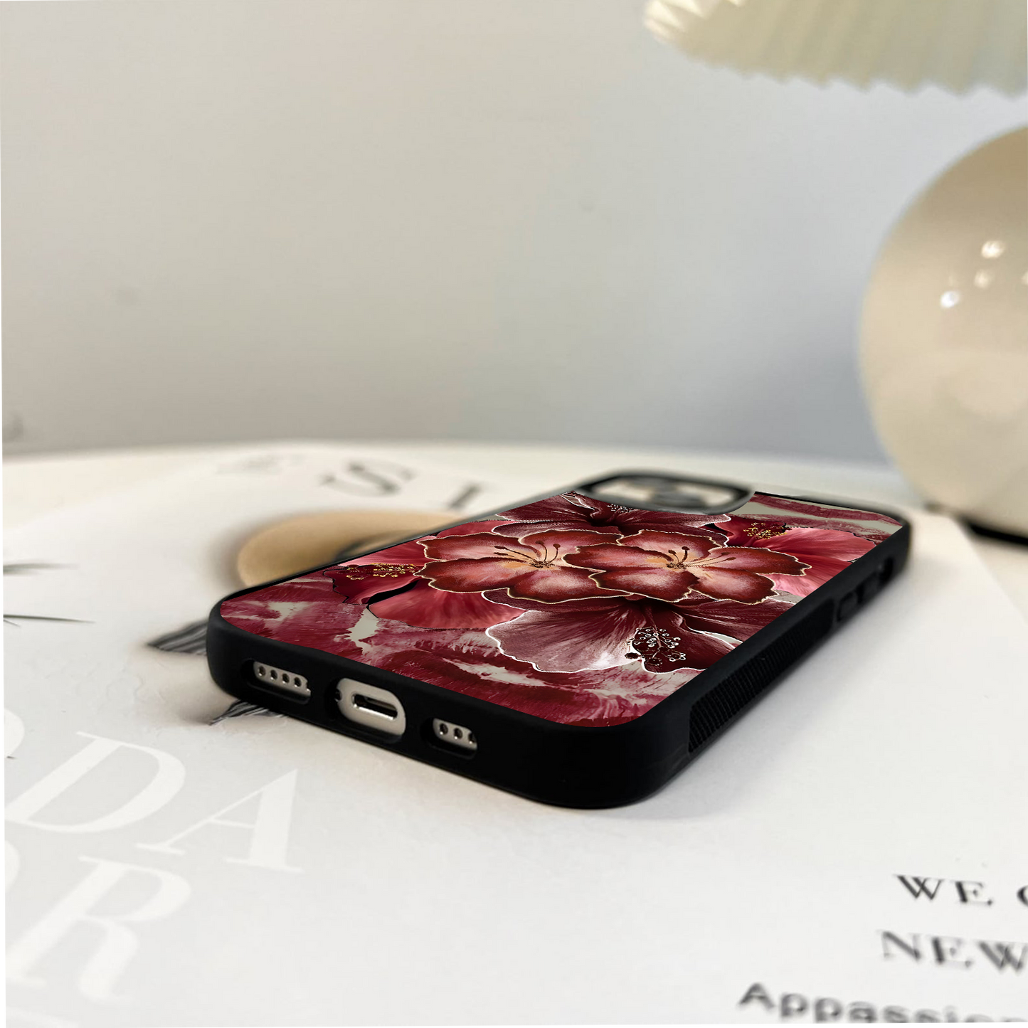 Crimson Kiss Bloom Glass Case