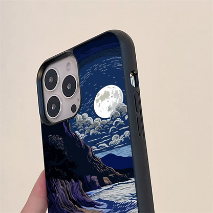 Night Moon Scenery Pattern Glass Case