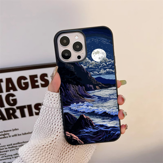 Night Moon Scenery Pattern Glass Case