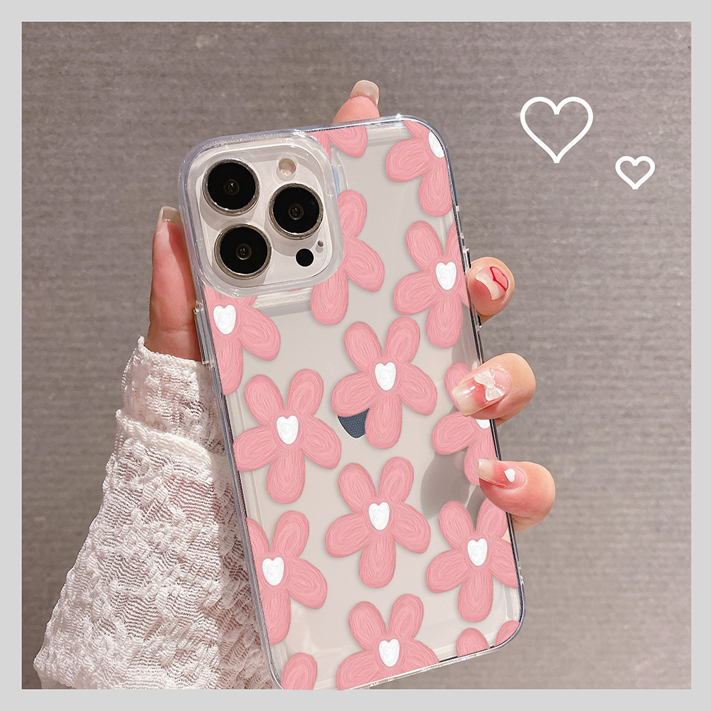 Peach Pastel Flower Clear Silicon Case Cover