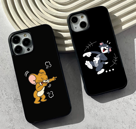 Cute Couple Tom And Jerry Glass Case