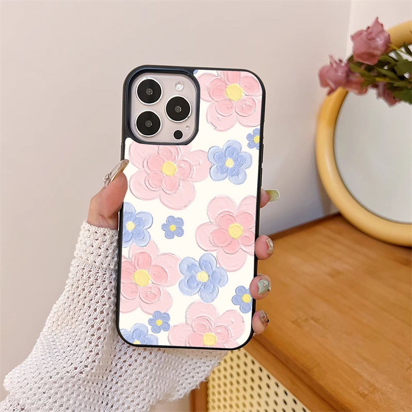 Pastel Groovy Flower Glass Case