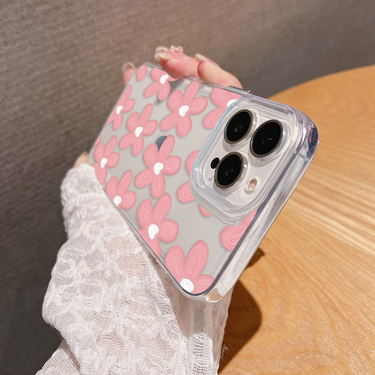 Peach Pastel Flower Clear Silicon Case Cover