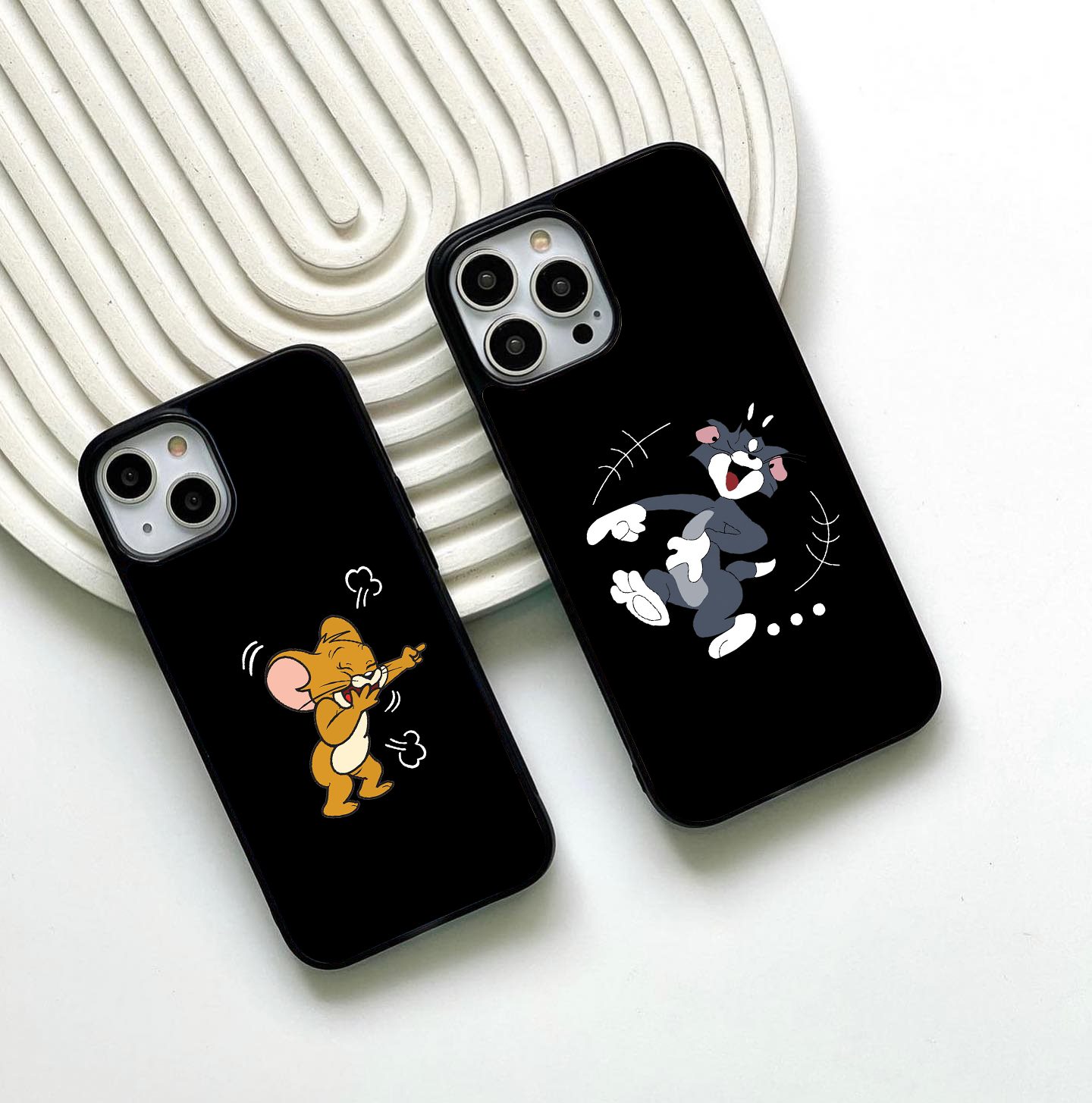 Cute Couple Tom And Jerry Glass Case