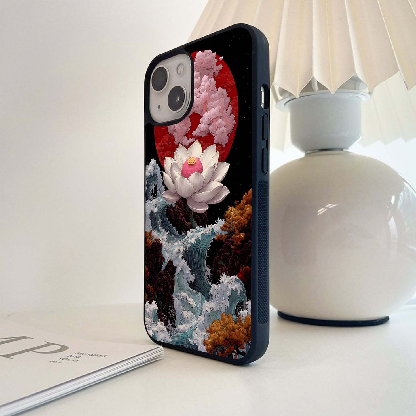 Lotus Under Storm Glass Case