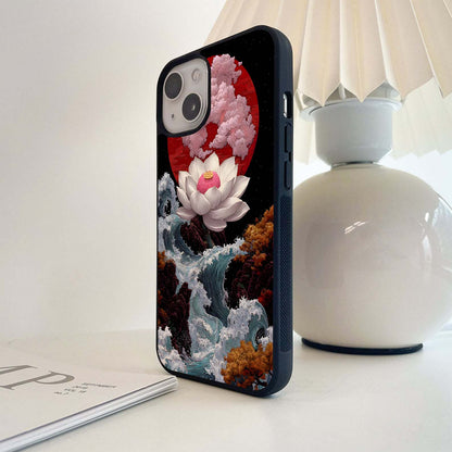 Lotus Under Storm Glass Case