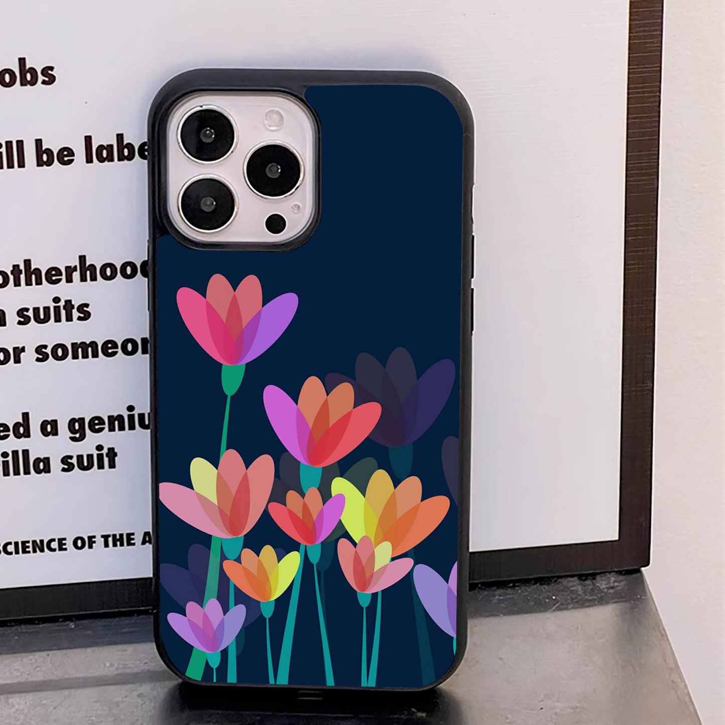 Floral Tulip Pattern Glass Case