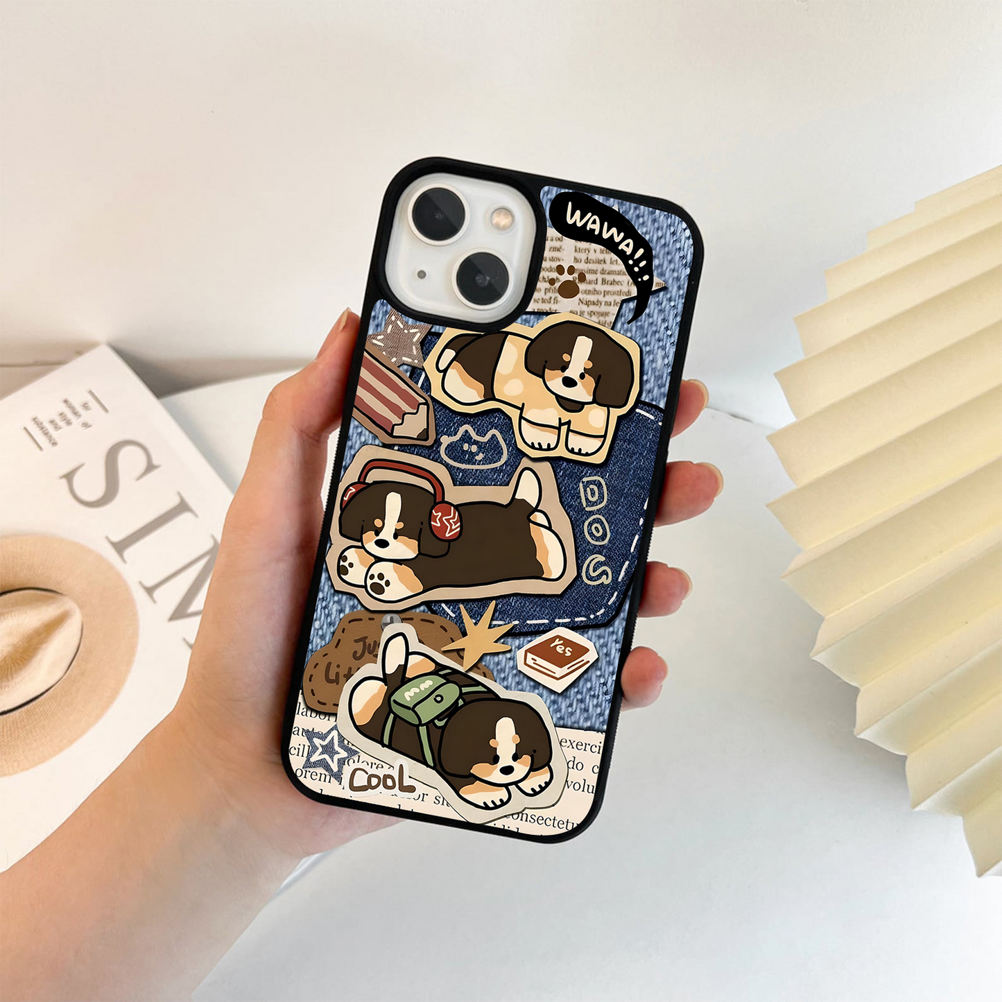 Puppy Sticker Parade Glass Case