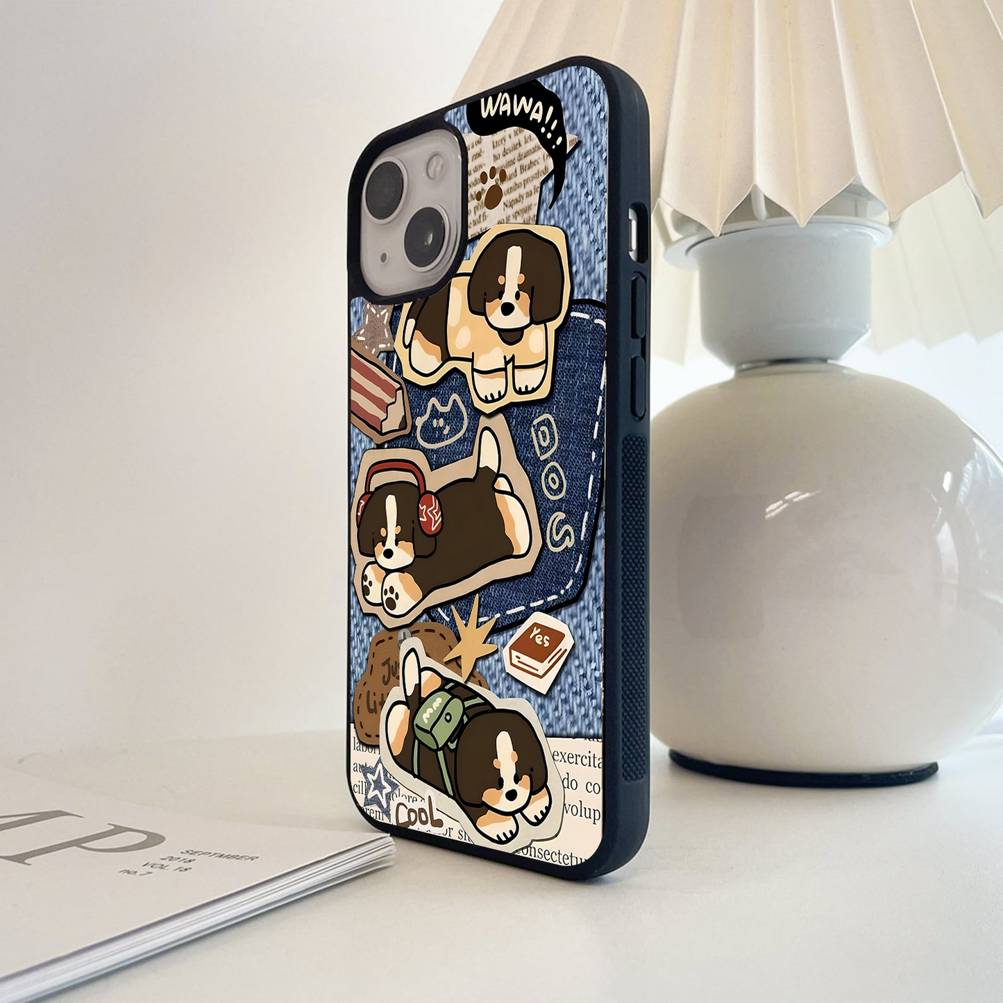 Puppy Sticker Parade Glass Case