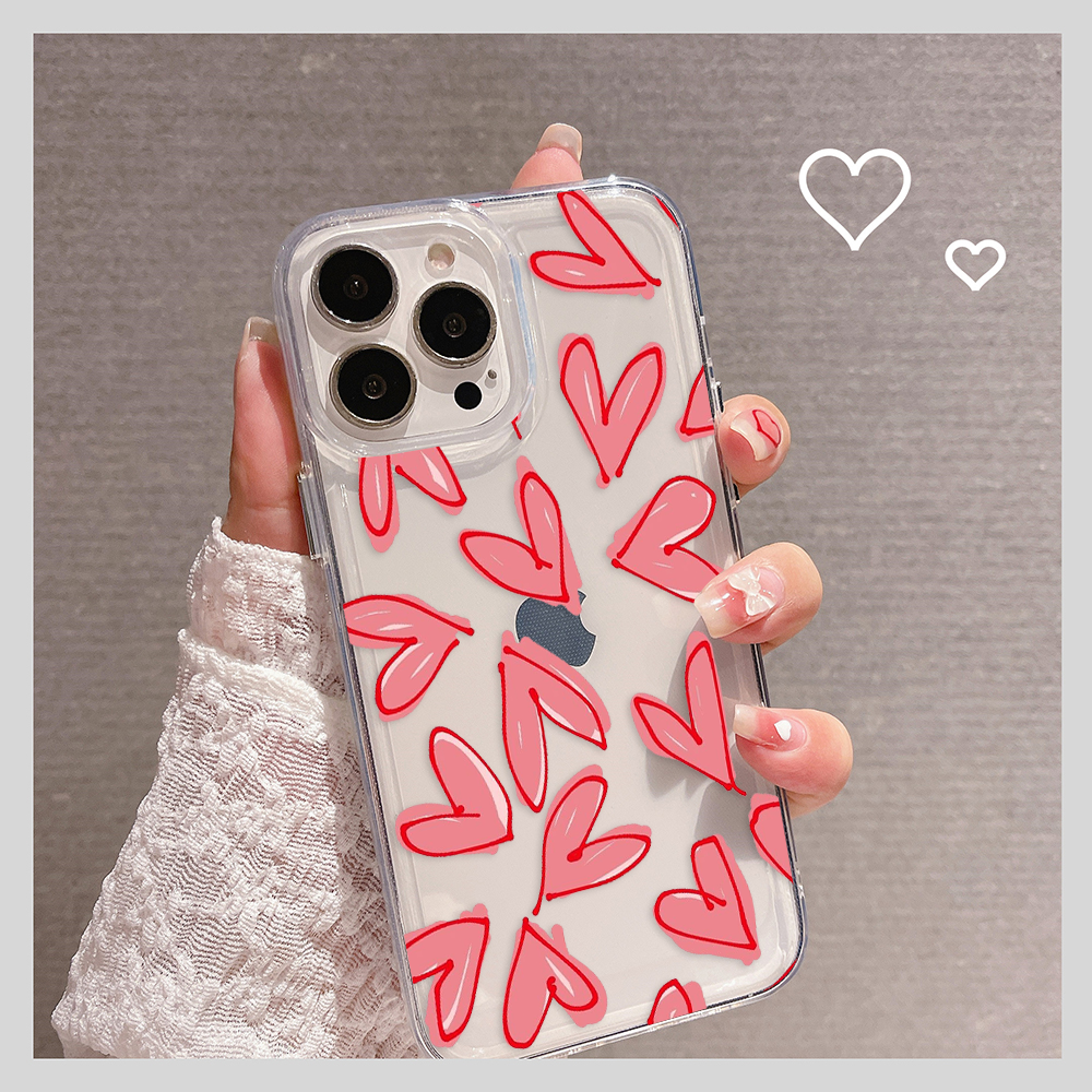 Peach Heart Pattern Clear Silicon Case Cover