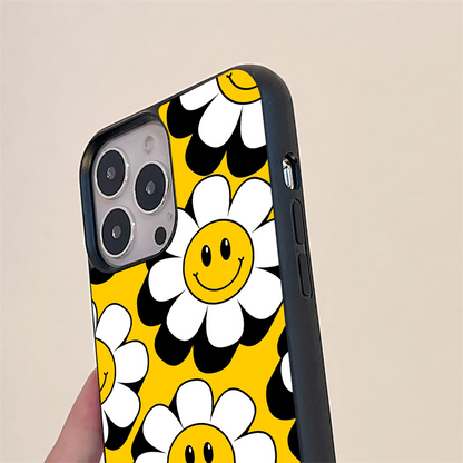 Smiley Daisy Flower Glass Case