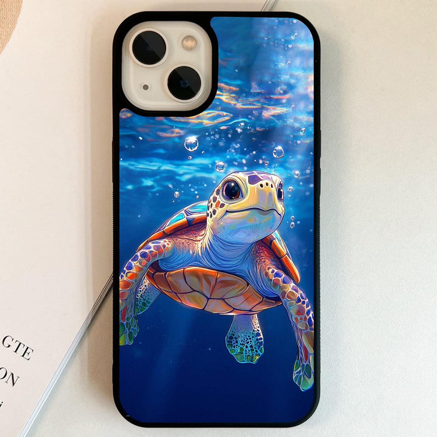 Colorful Ocean Turtle Glass Case