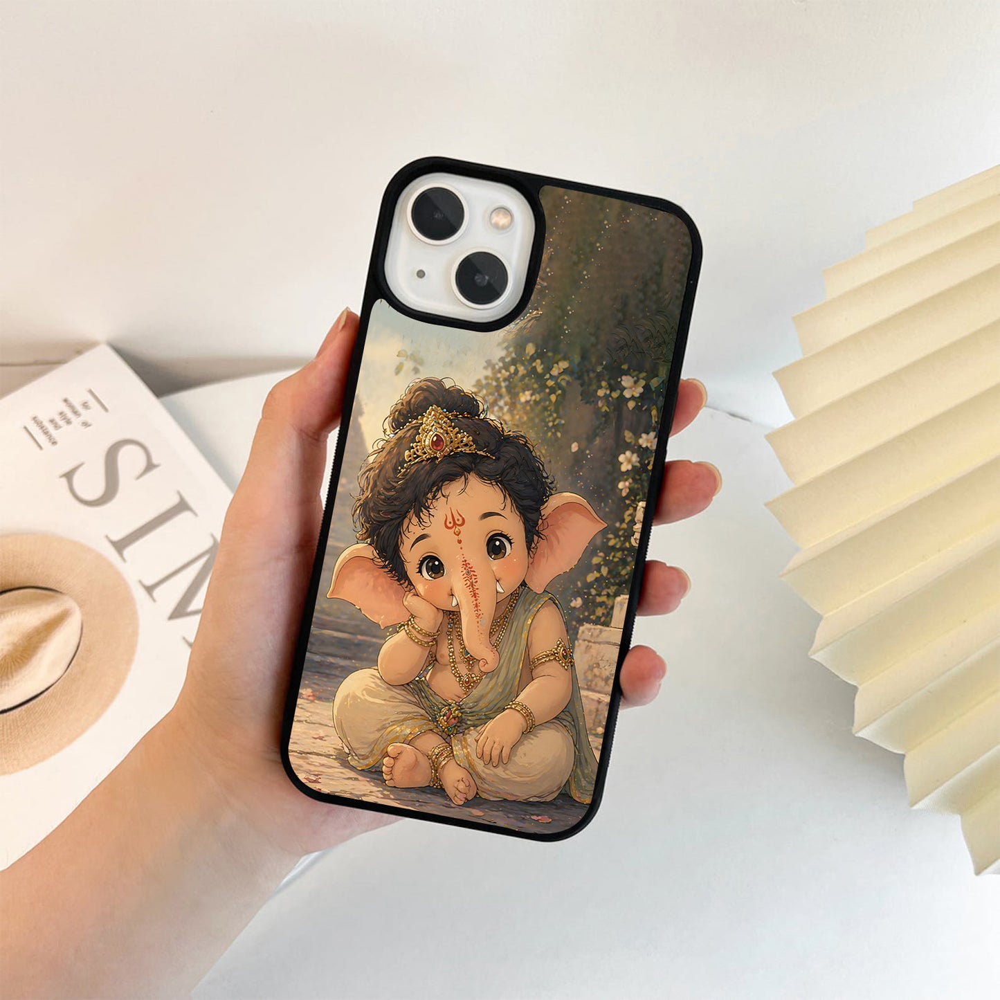 Cute Dreamy Baby Ganesha Glass Case