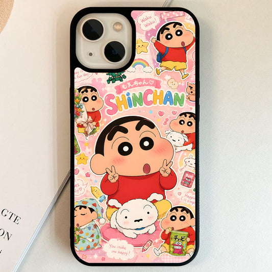 Kawaii Shinchan Collage Glass Case