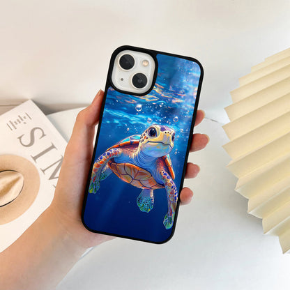 Colorful Ocean Turtle Glass Case
