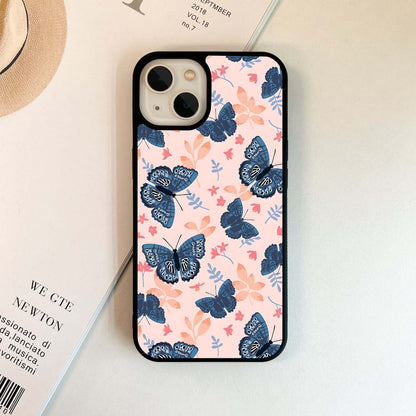 Blue Butterfly Garden Glass Case