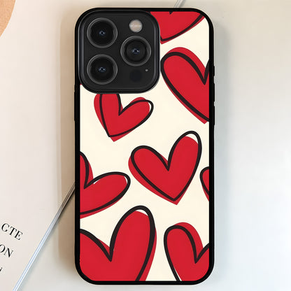 Doodle Love Hearts Glass Case