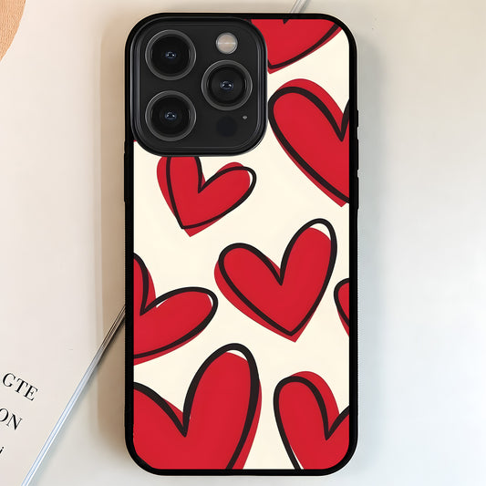 Doodle Love Hearts Glass Case