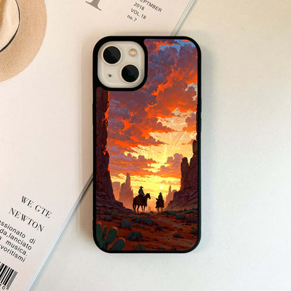 Western Sunset Ride Glass Case