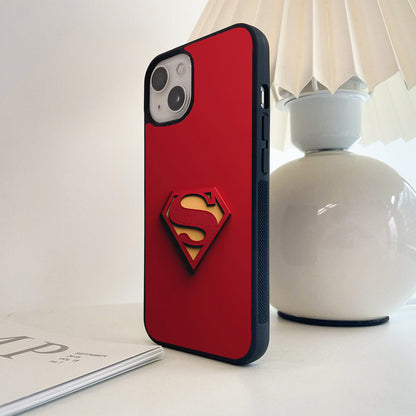 Superman Crimson Emblem Glass Case