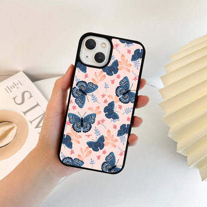 Blue Butterfly Garden Glass Case