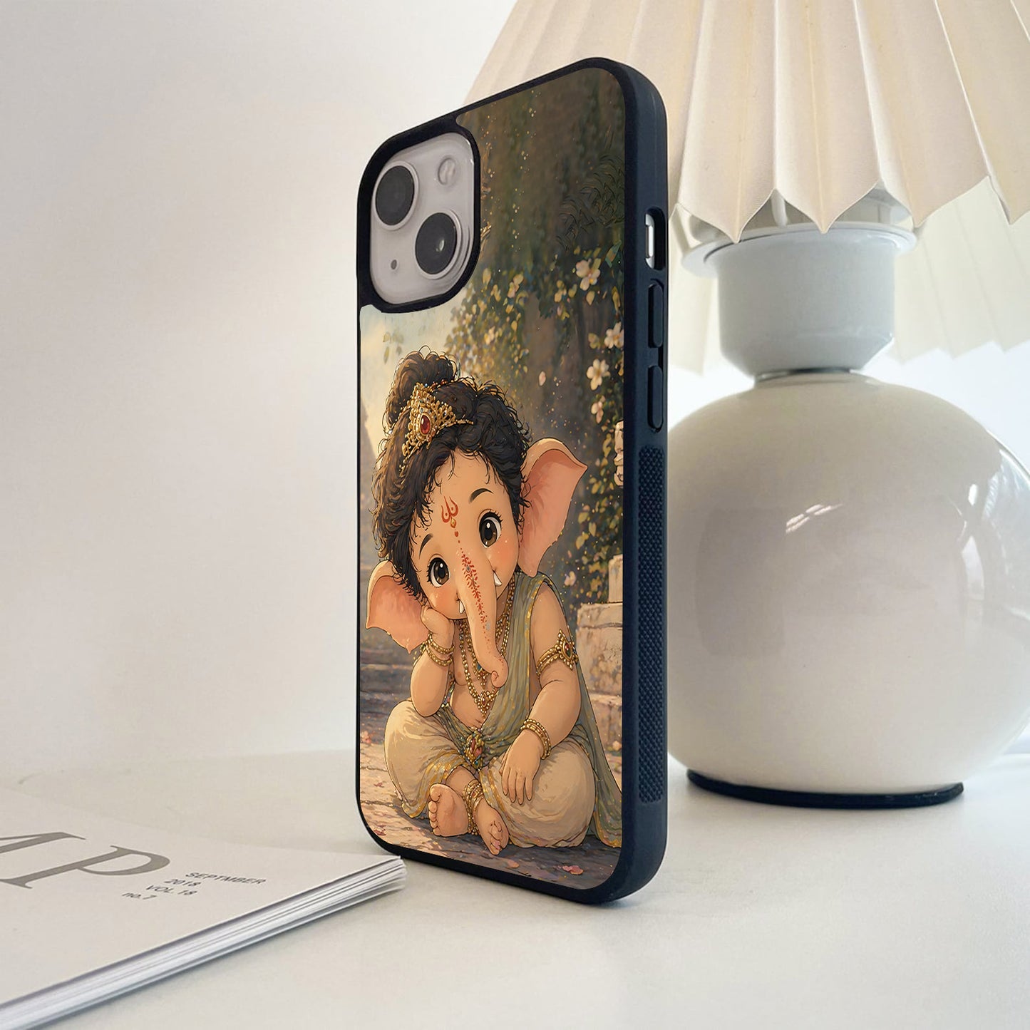 Cute Dreamy Baby Ganesha Glass Case