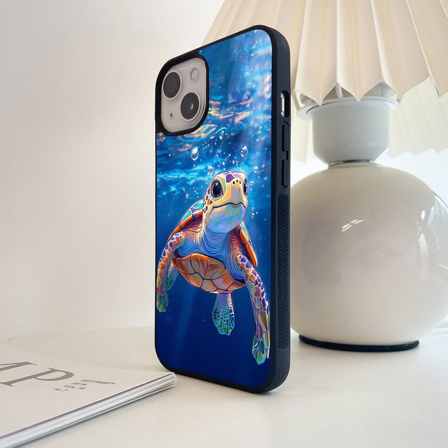 Colorful Ocean Turtle Glass Case