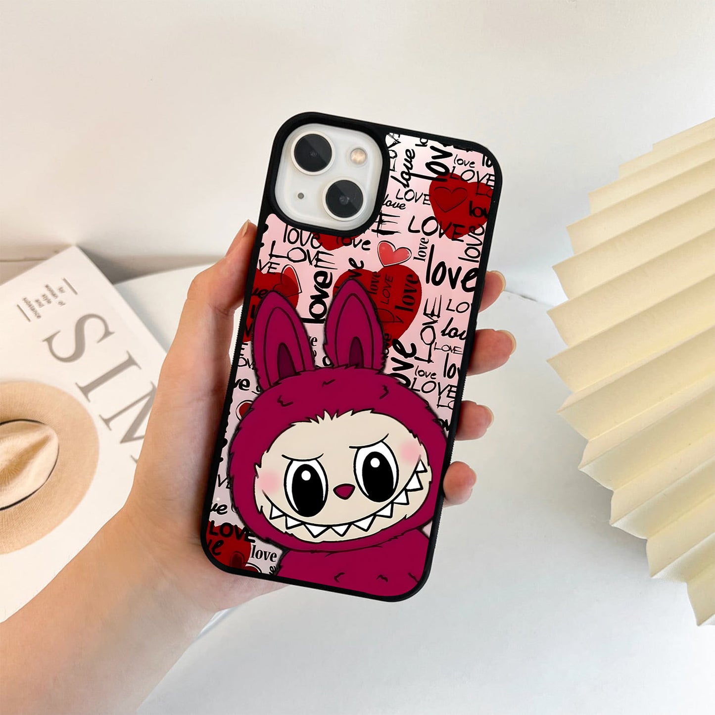 Pink Aesthetic Labubu Glass Case