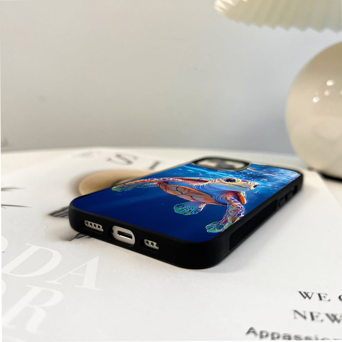 Colorful Ocean Turtle Glass Case