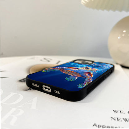 Colorful Ocean Turtle Glass Case