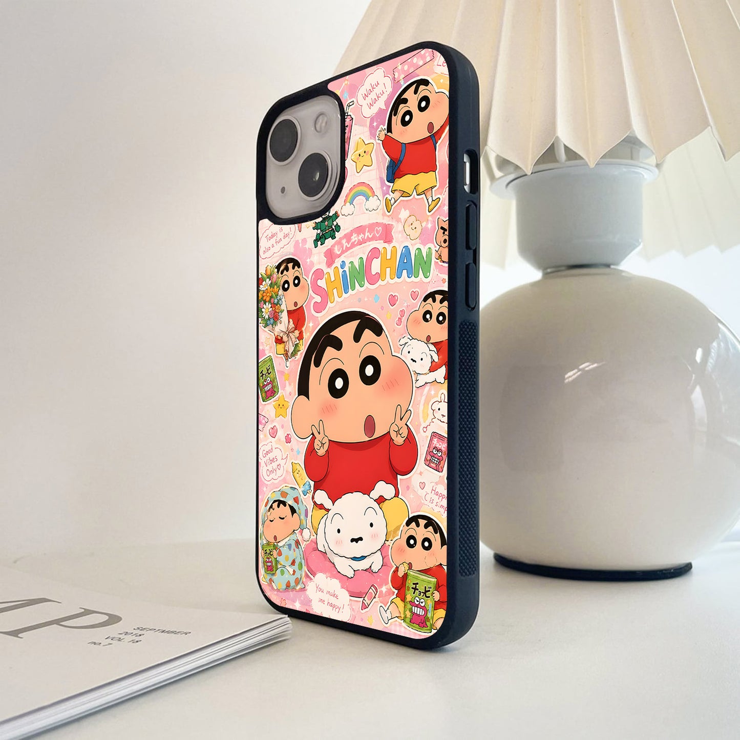 Kawaii Shinchan Collage Glass Case