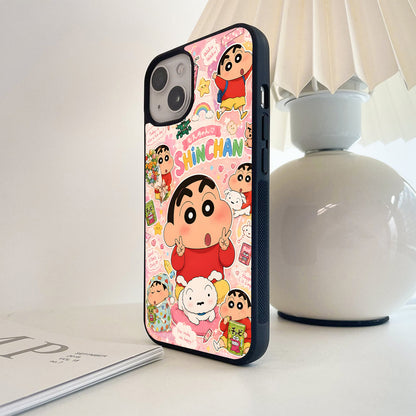 Kawaii Shinchan Collage Glass Case