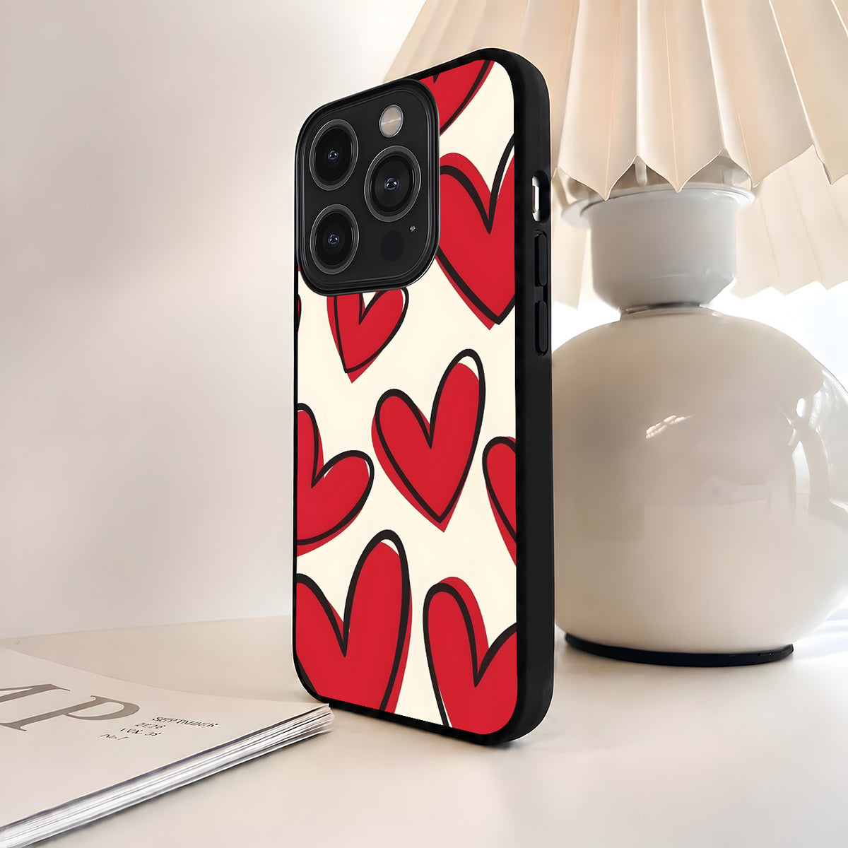 Doodle Love Hearts Glass Case