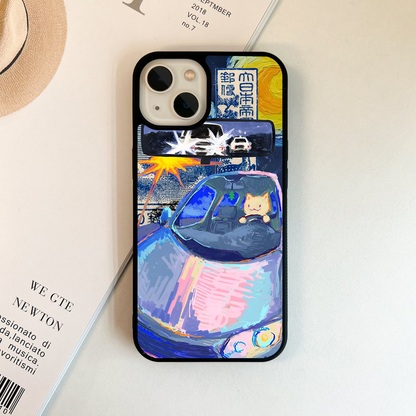 Cat With Car Glass Case