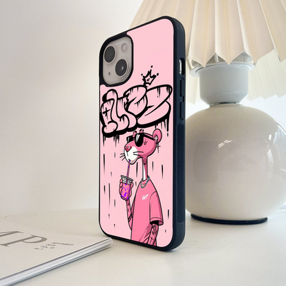 Pink Panther Cartoon Glass Case