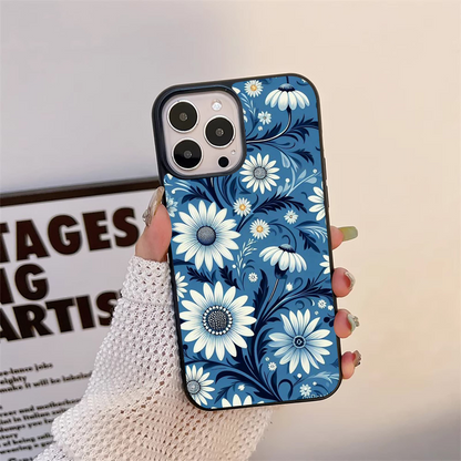 Blue flower pattern Glass Case