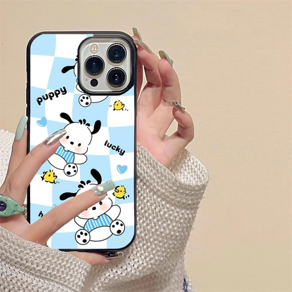 Blue Puppy Pattern Glass Case