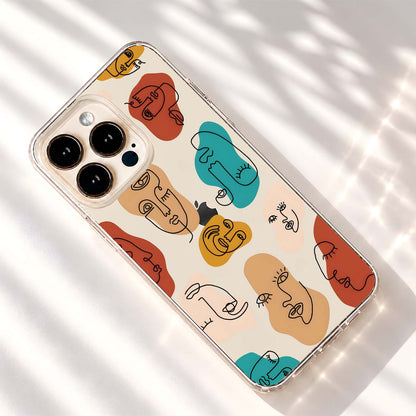 Abstract Artistic Faces Clear Silicon Cover