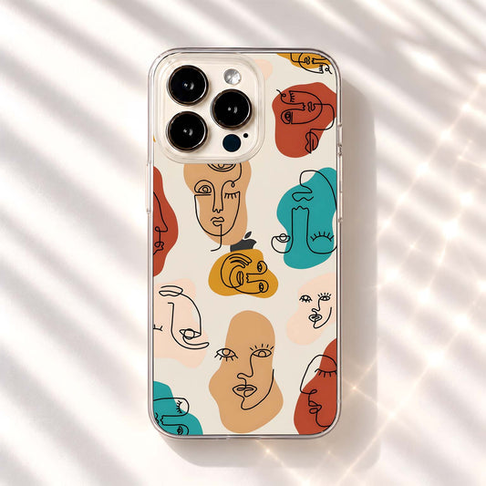 Abstract Artistic Faces Glass Case