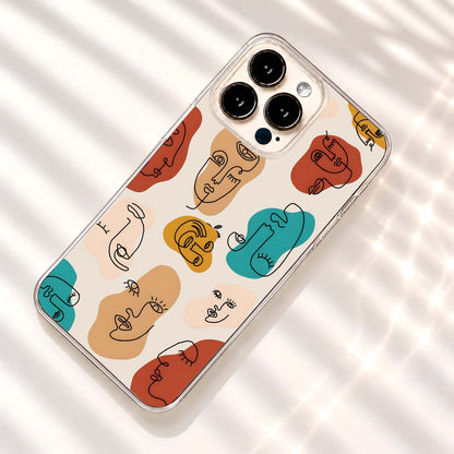 Abstract Artistic Faces Clear Silicon Cover
