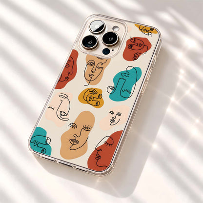 Abstract Artistic Faces Clear Silicon Cover