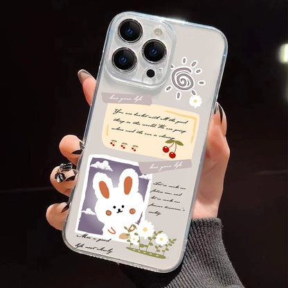 Aesthetic Rabbit with Cursive Text Clear Silicon Cover