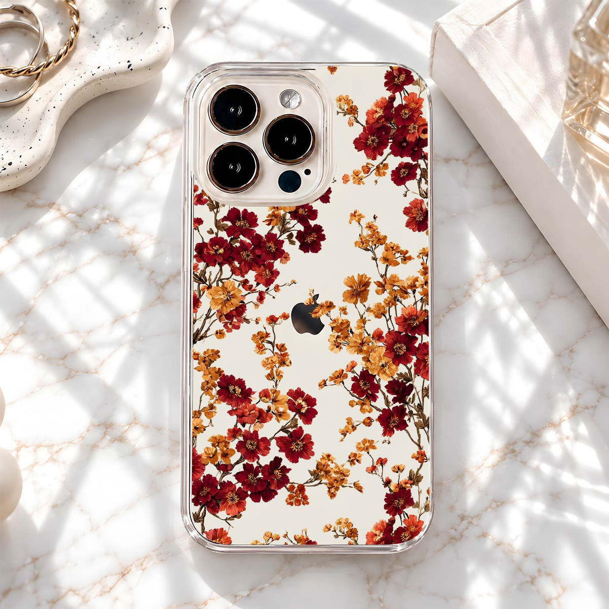 Autumn Floral Pattern Clear Silicon Cover
