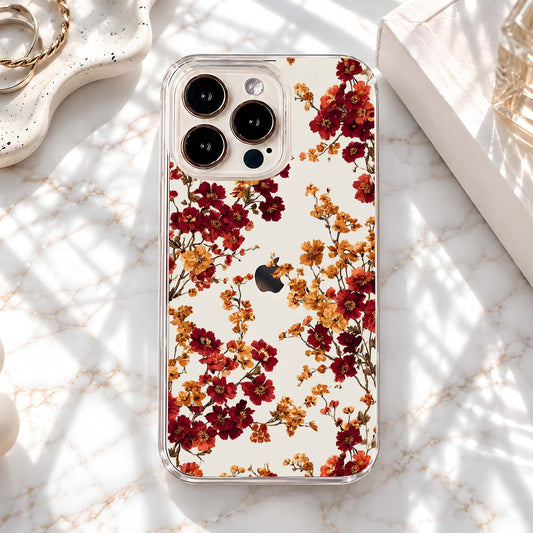 Autumn Floral Pattern Glass Case