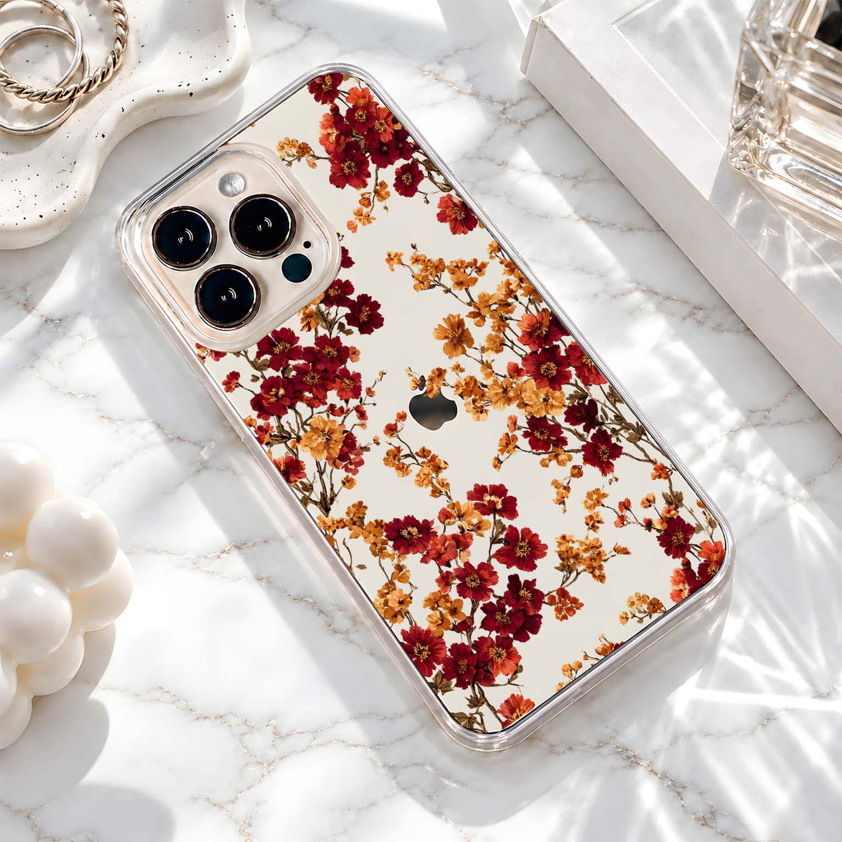 Autumn Floral Pattern Clear Silicon Cover