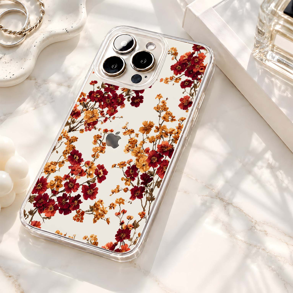 Autumn Floral Pattern Clear Silicon Cover
