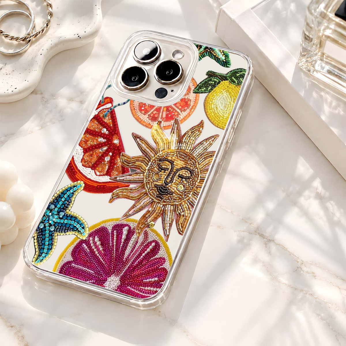Beaded Summer Charms Clear Silicon Cover